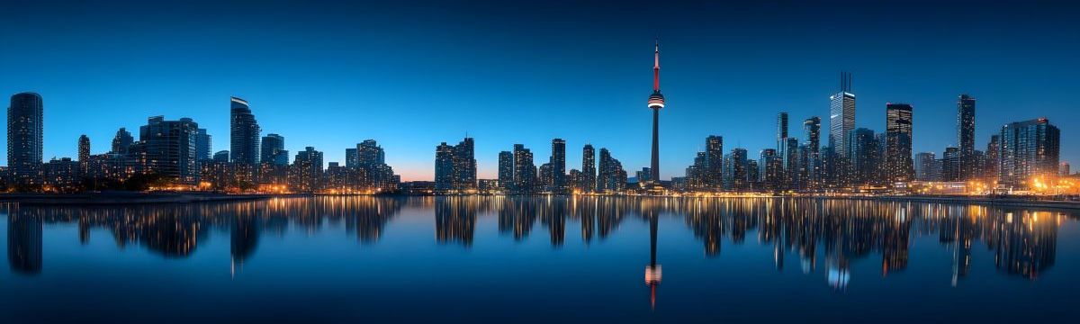 Toronto Cityscape Photo - Night Skyline Reflected in Water